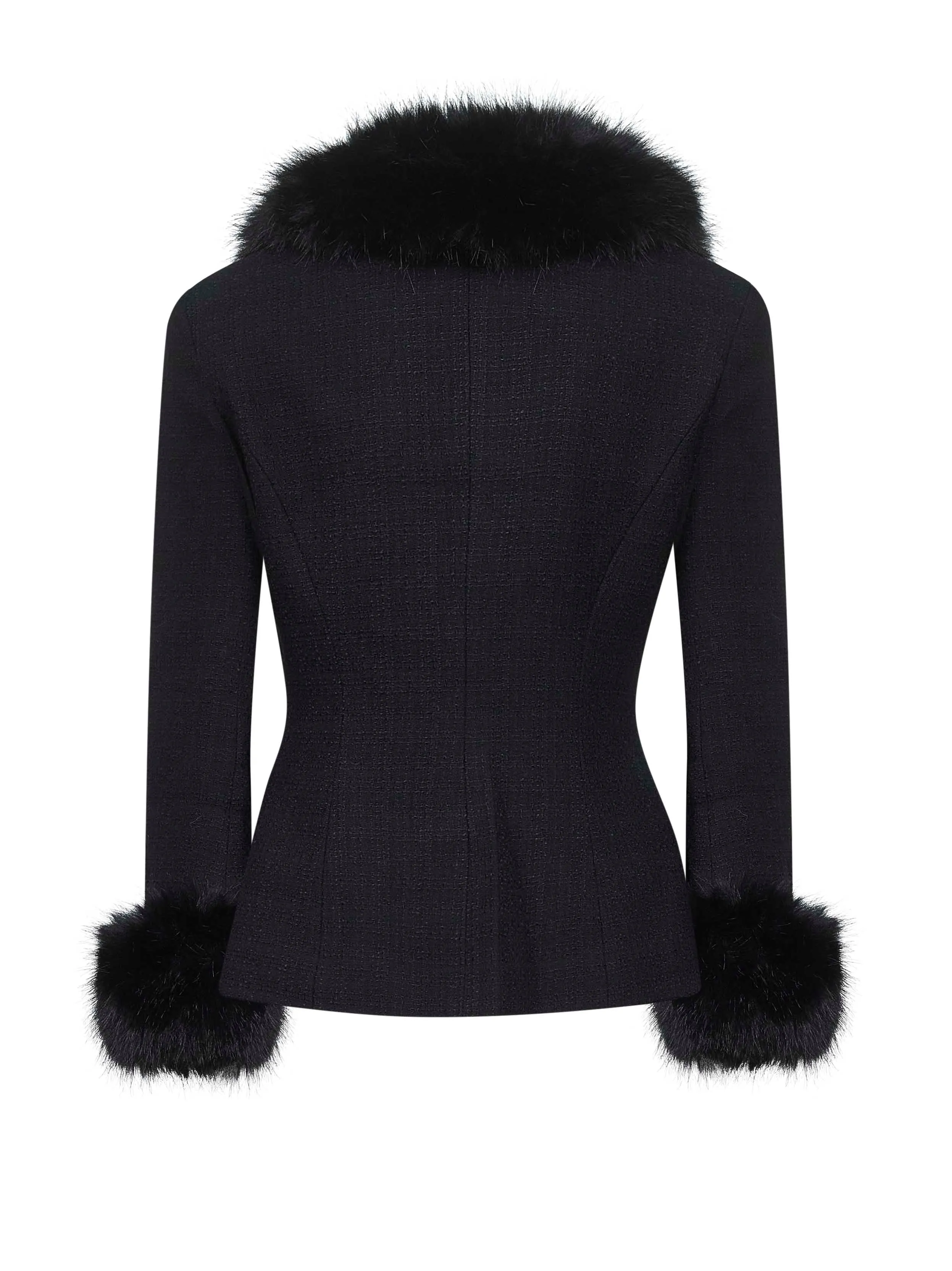 Black Bouclé Jacket with Faux Fur Trims sold by Lord & Taylor product image thumbnail 2