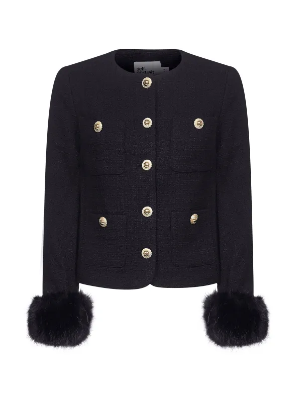 Black Bouclé Faux Fur Cuffs Jacket sold by Lord & Taylor