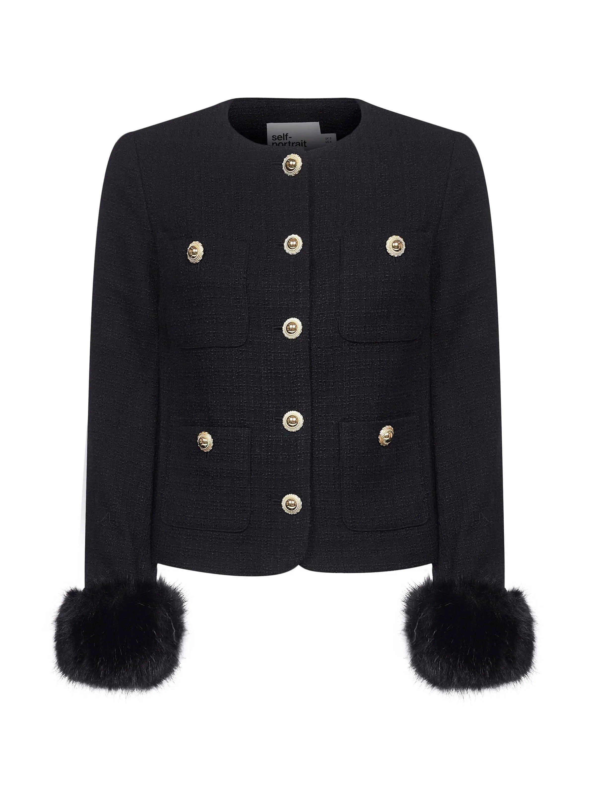 Black Bouclé Faux Fur Cuffs Jacket sold by Lord & Taylor