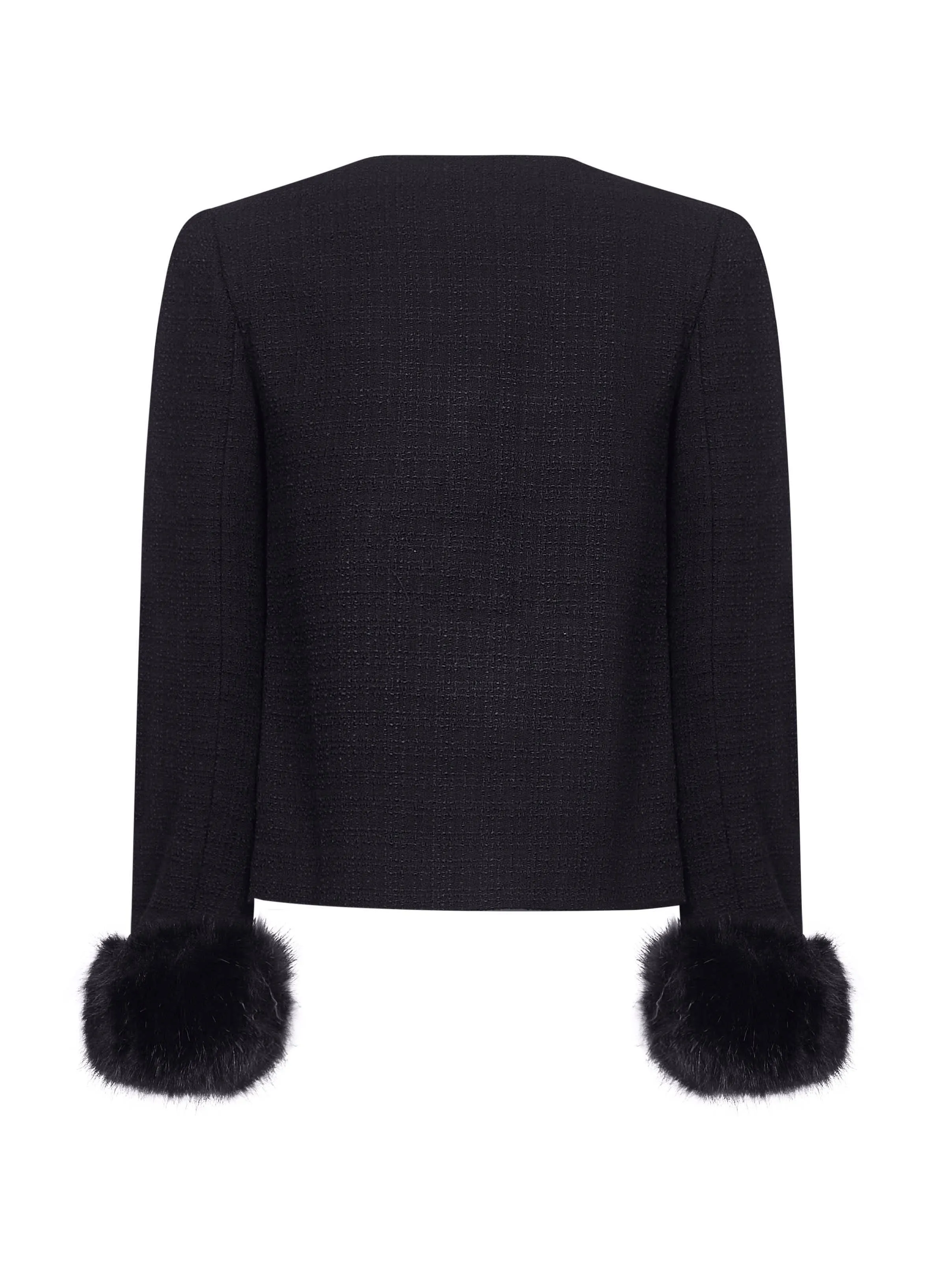Black Bouclé Faux Fur Cuffs Jacket sold by Lord & Taylor product image thumbnail 2