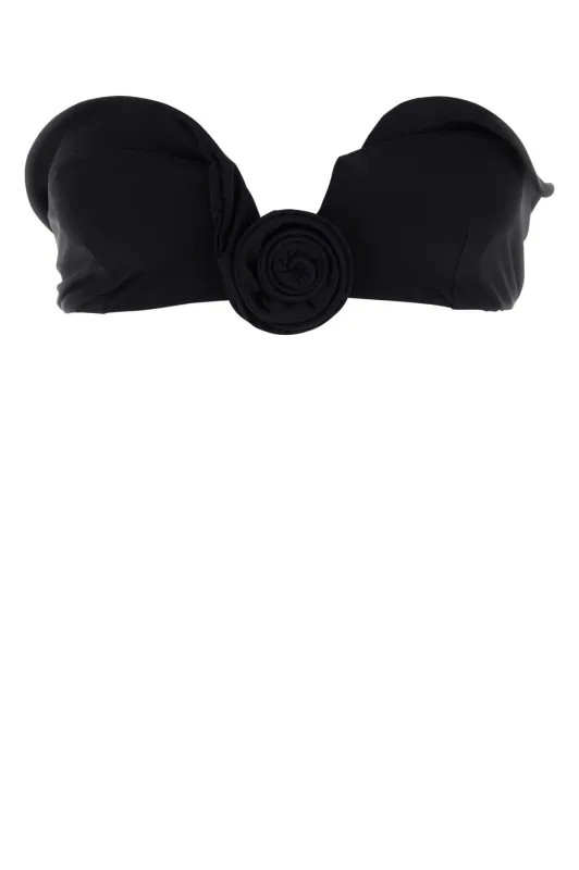 BLACK STRETCH NYLON BIKINI TOP sold by Lord & Taylor