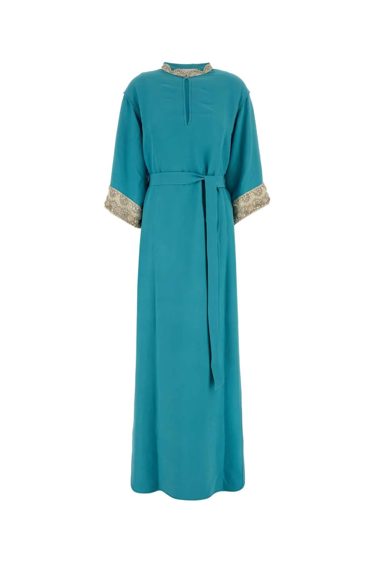 TURQUOISE CREPE LONG DRESS sold by Lord & Taylor
