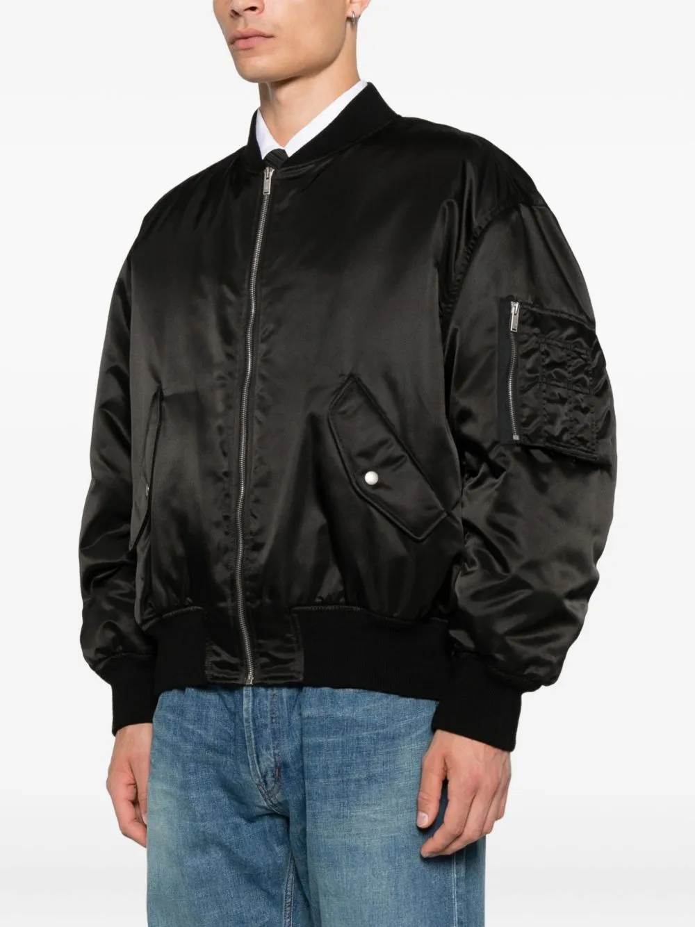 BLACK NYLON BOMBER JACKET sold by Lord & Taylor product image thumbnail 3