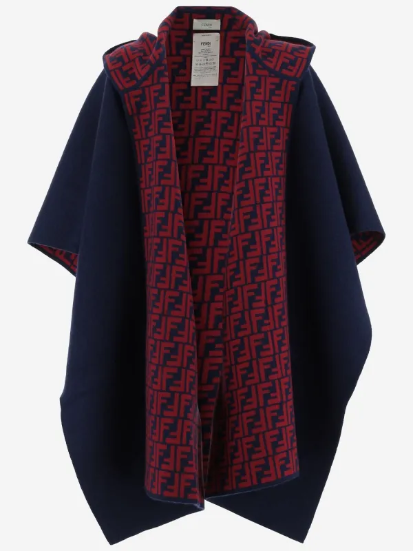 Wool and Cashmere Blend Reversible Cape made by Fendi