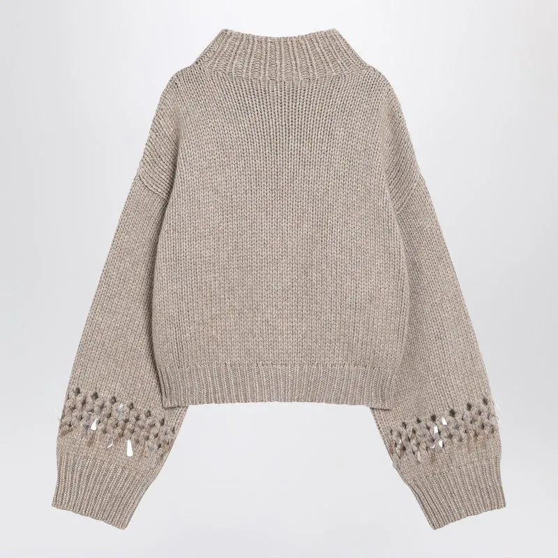 Brunello Cucinelli Brown openwork sweater with sequins sold by Lord & Taylor product image thumbnail 2