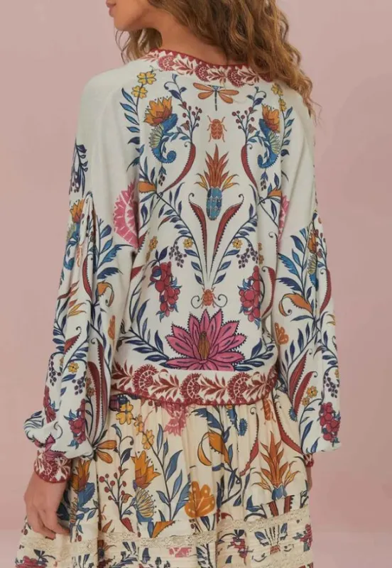 FLORAL BUTTONED V-NECK BLOUSE sold by Lord & Taylor