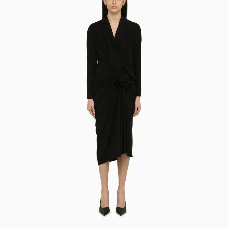 BLACK WOOL-BLEND DRESS WITH DRAPE sold by Lord & Taylor