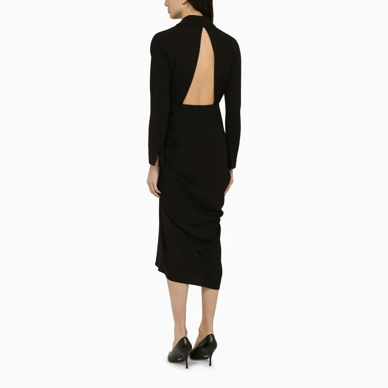 BLACK WOOL-BLEND DRESS WITH DRAPE sold by Lord & Taylor product image thumbnail 2