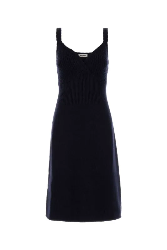 NAVY BLUE WOOL DRESS made by Miu Miu