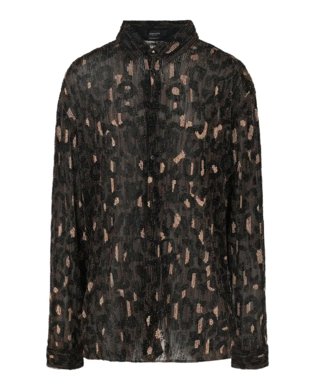 Beaded Embellished Animal Patterned Blouse made by Versace