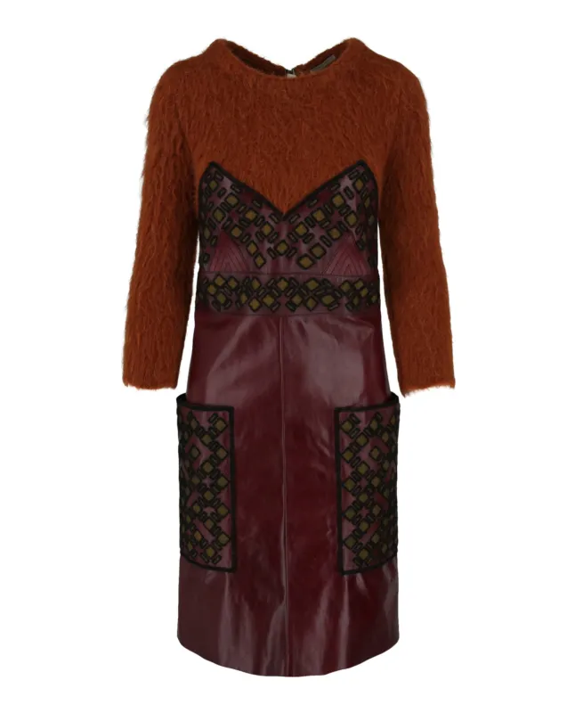 Embroidered Leather Sweater Dress sold by Lord & Taylor
