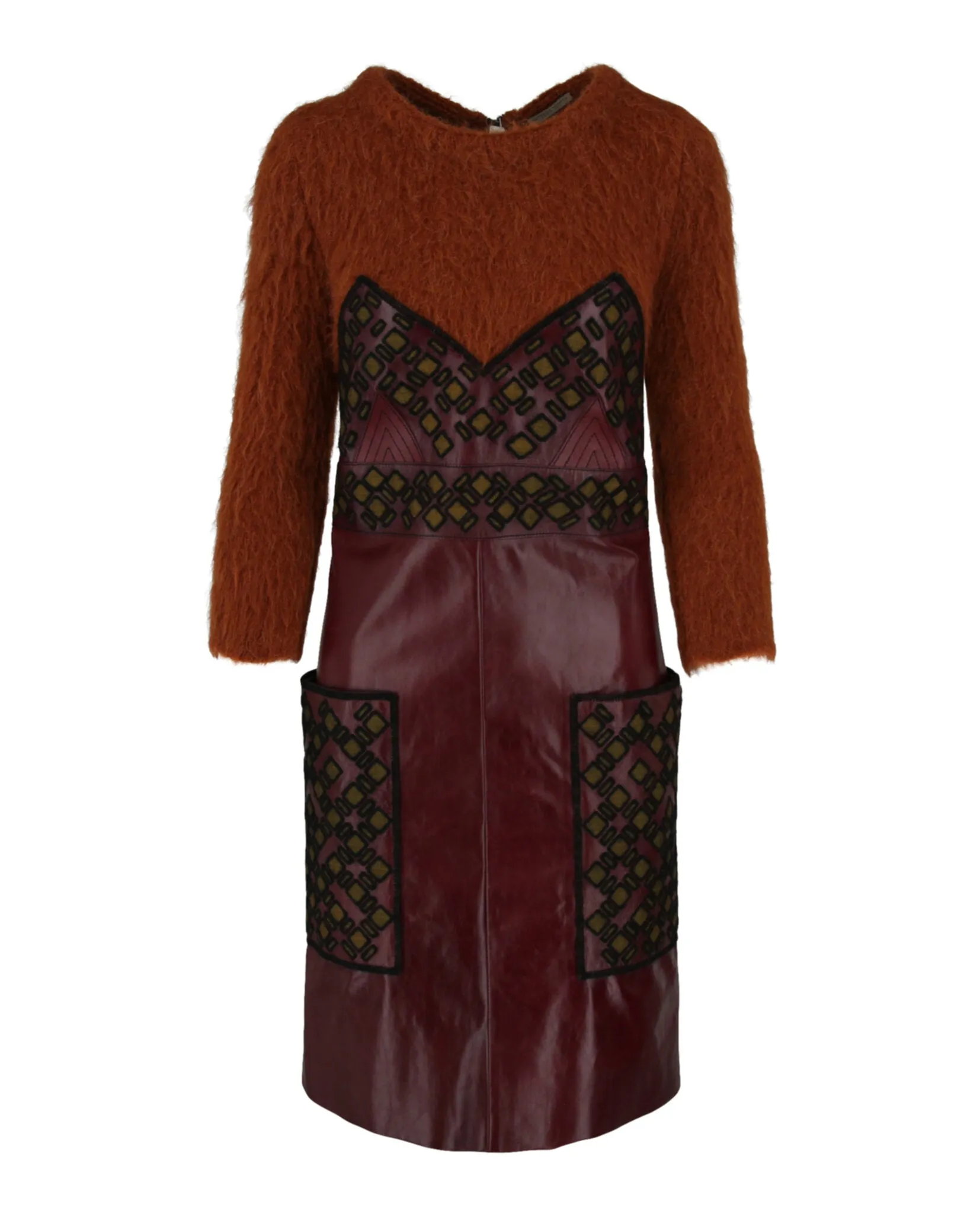 Embroidered Leather Sweater Dress sold by Lord & Taylor