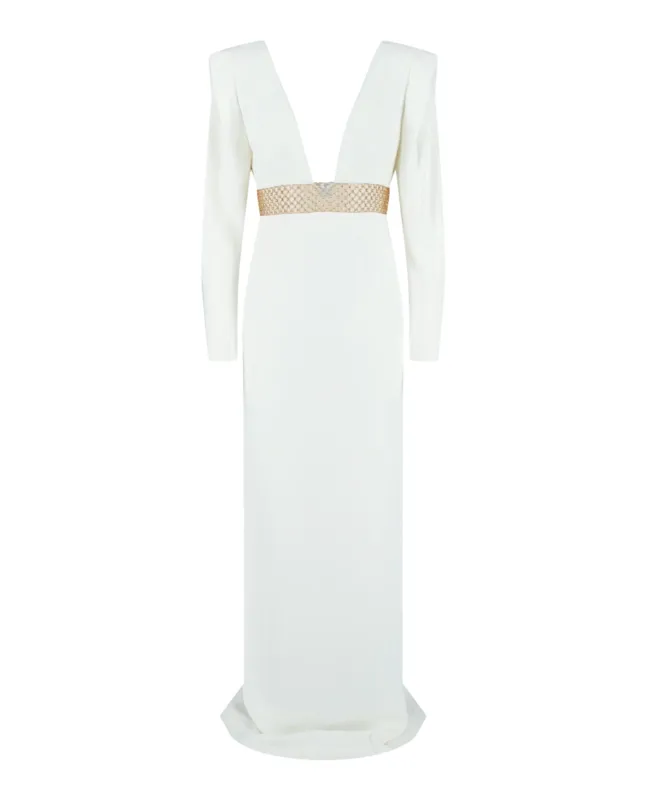 Long Sleeve Deep V-Neck Gown sold by Lord & Taylor