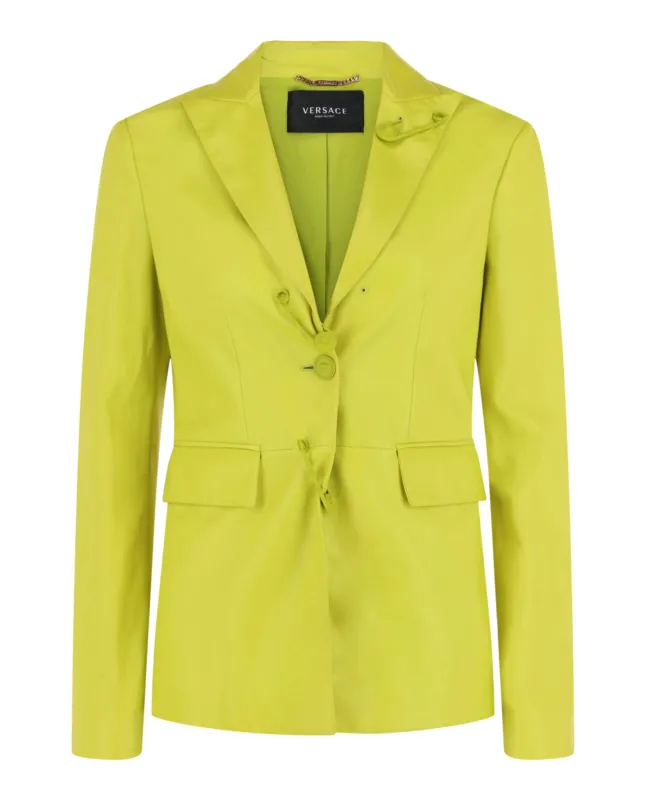 Safety Pin Single-Breasted Leather Blazer made by Versace