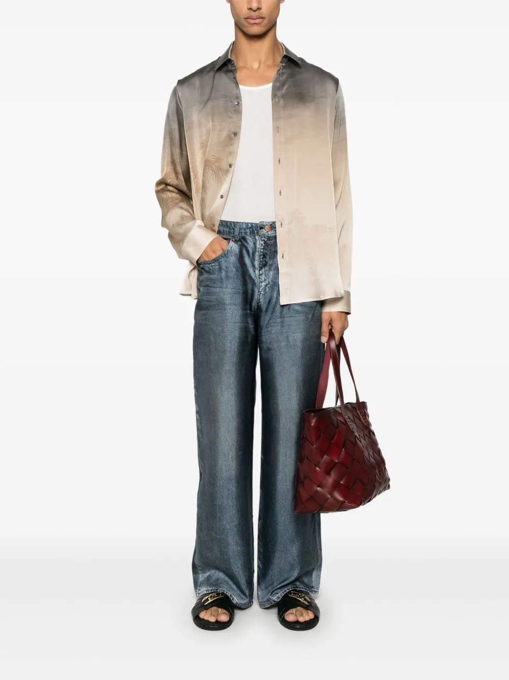 DENIM PRINT SILK TROUSERS sold by Lord & Taylor product image thumbnail 5