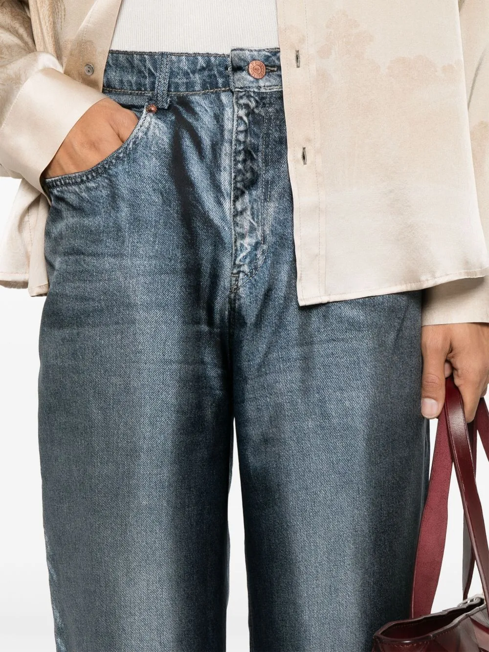 DENIM PRINT SILK TROUSERS sold by Lord & Taylor product image thumbnail 2