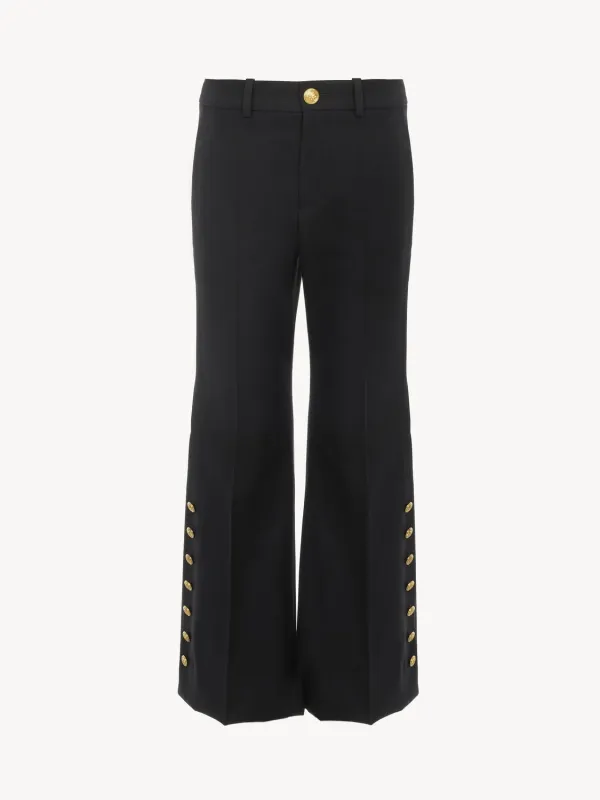 BLACK CAMAL PANTS WITH GOLDEN BUTTONS sold by Lord & Taylor