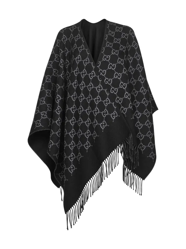 Black GG Wool Jacquard Cape sold by Lord & Taylor