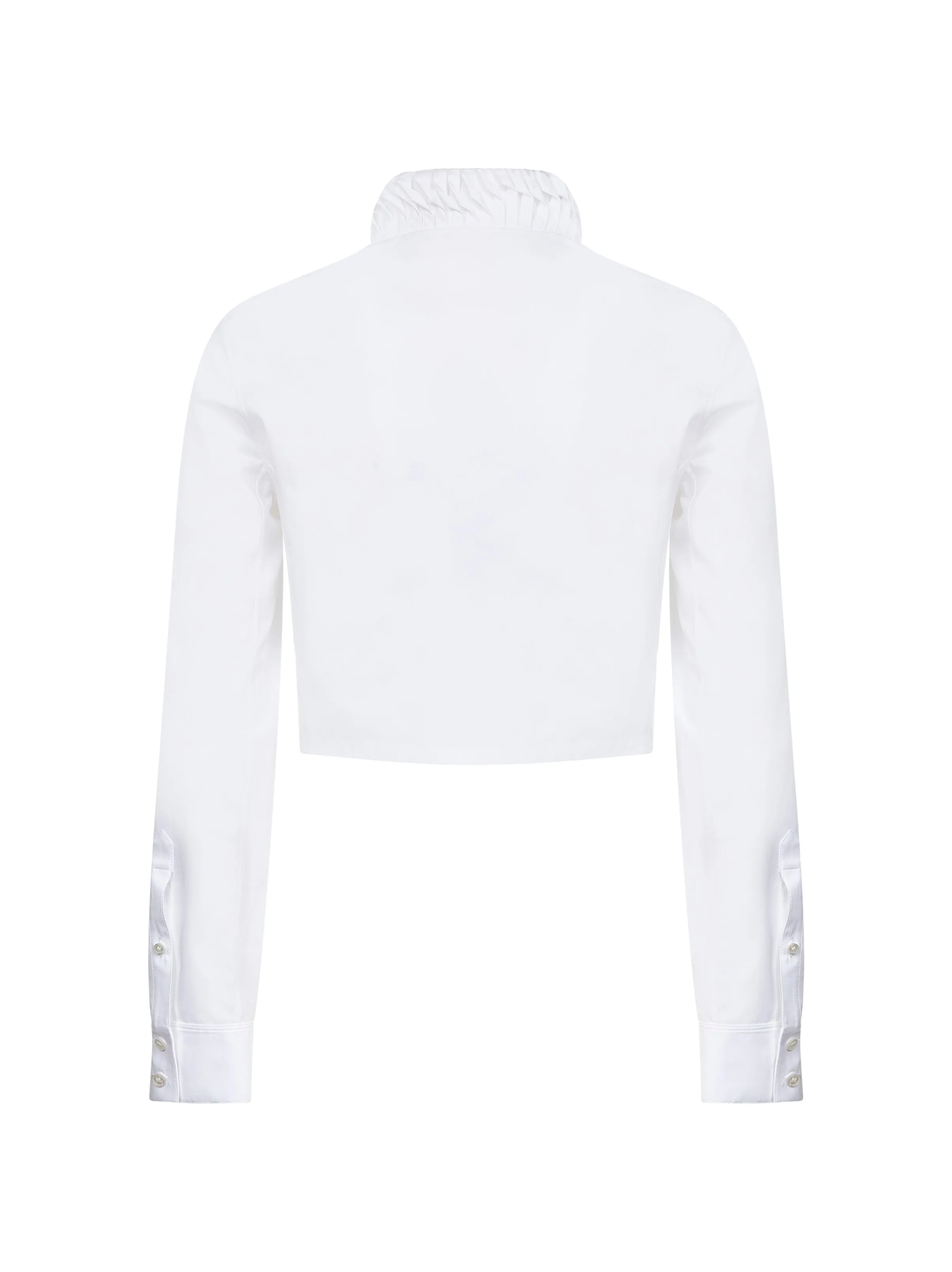 White Cotton Poplin Cropped Blouse sold by Lord & Taylor product image thumbnail 2