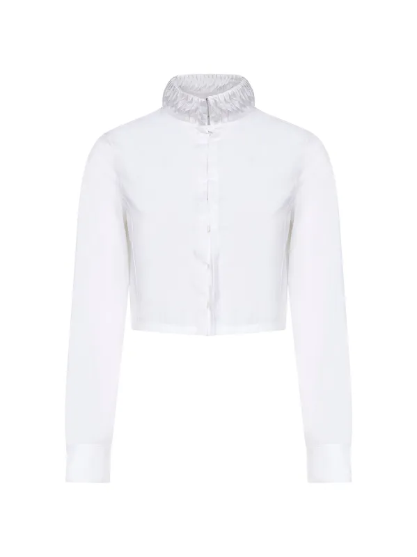 White Cotton Poplin Cropped Blouse sold by Lord & Taylor