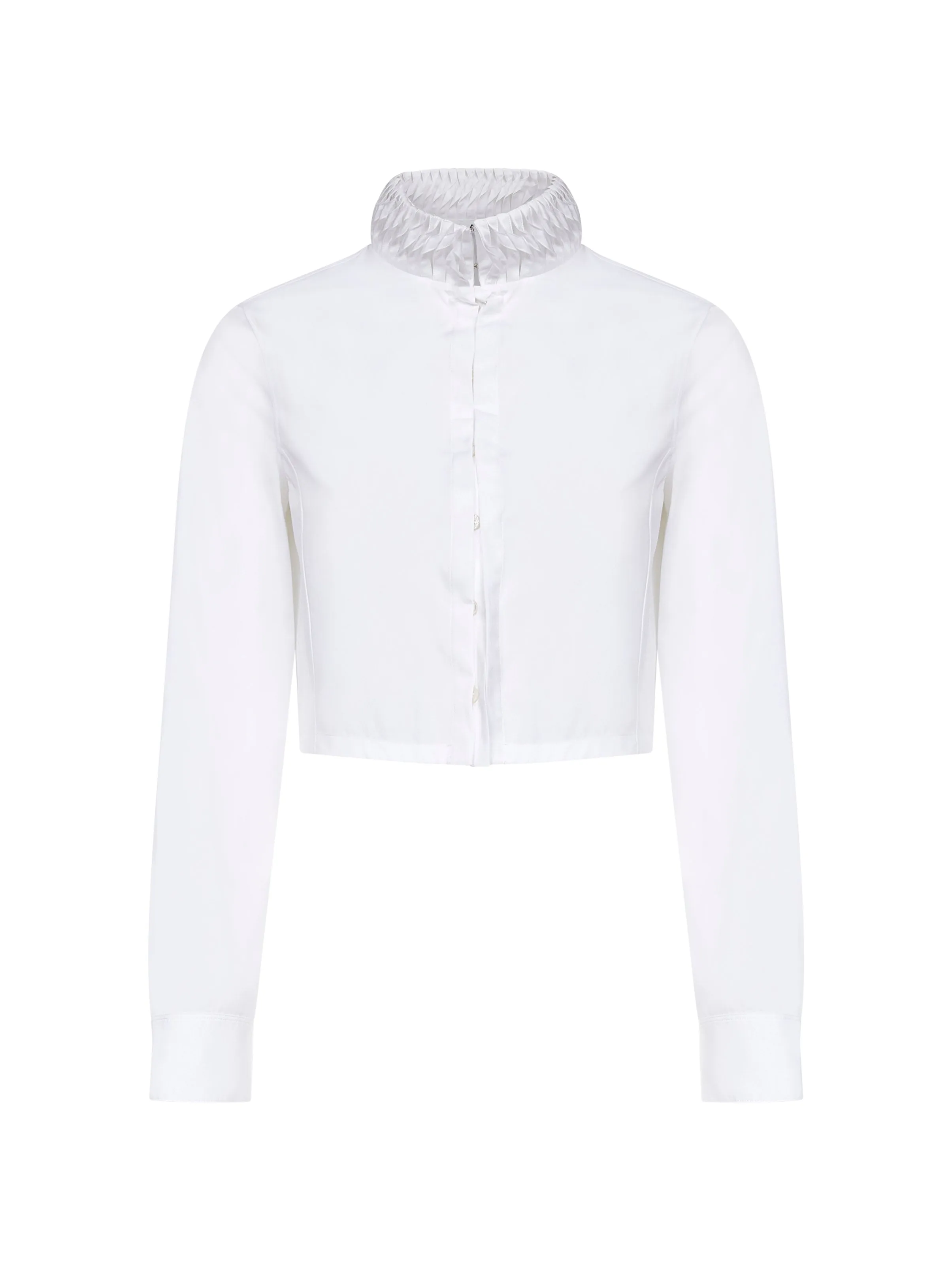 White Cotton Poplin Cropped Blouse sold by Lord & Taylor