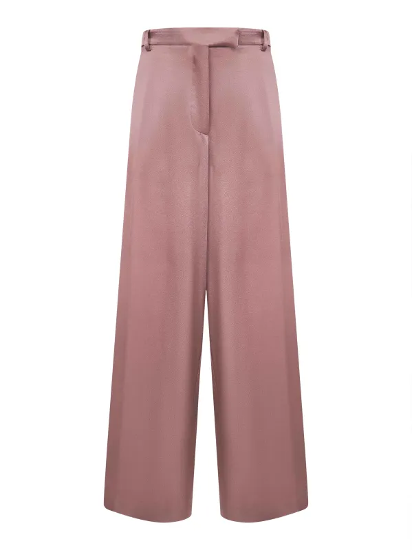 Old Rose Satin Wide-Leg Trousers sold by Lord & Taylor