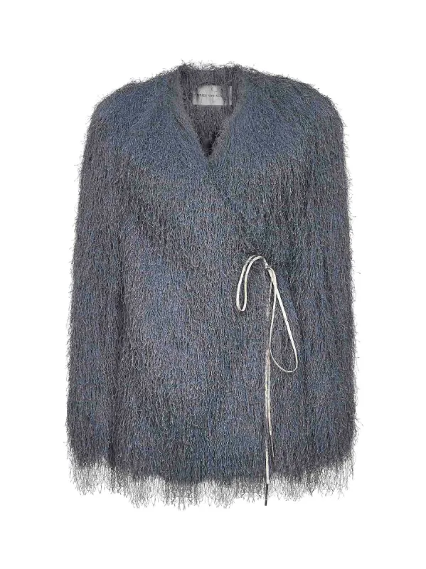 Grey Fringed Fabric Jacket made by Dries Van Noten