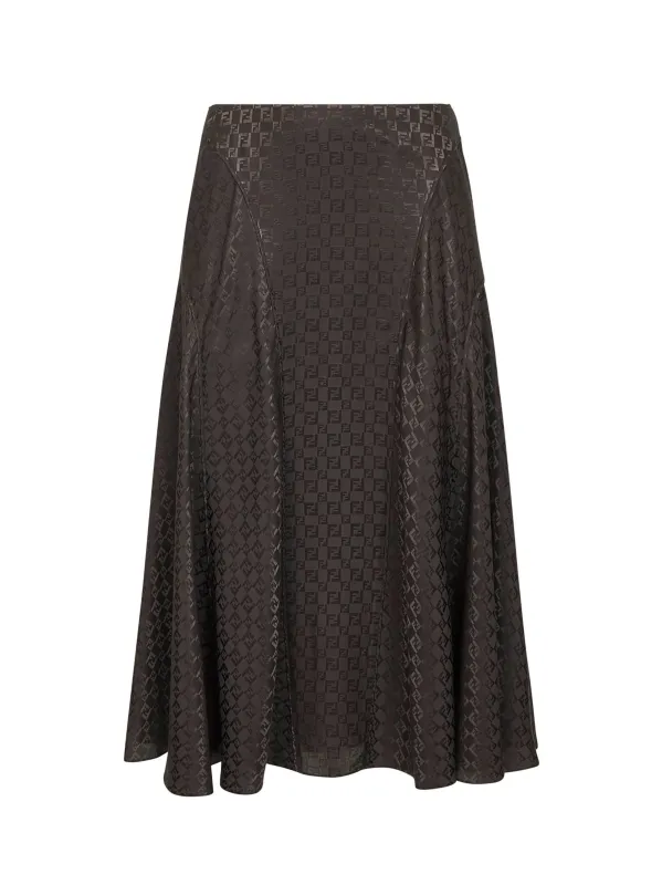 Brown Jacquard FF Silk Midi Skirt sold by Lord & Taylor
