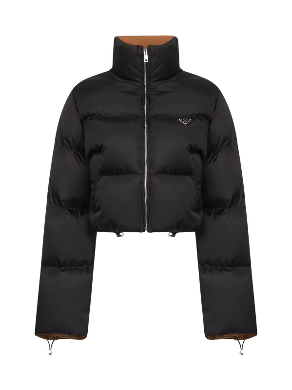 Prada Black Re-Nylon Cropped Down Jacket sold by Lord & Taylor