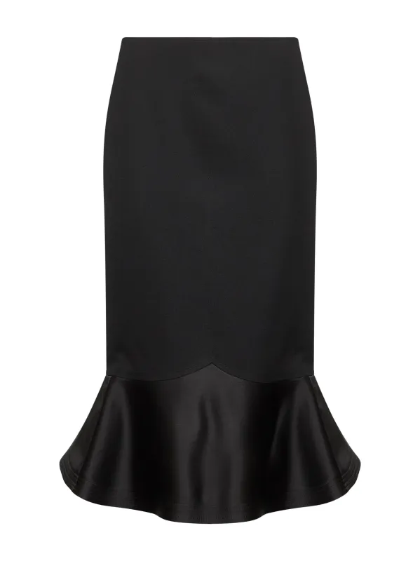 Black Grain de Poudre Wool Midi Skirt sold by Lord & Taylor