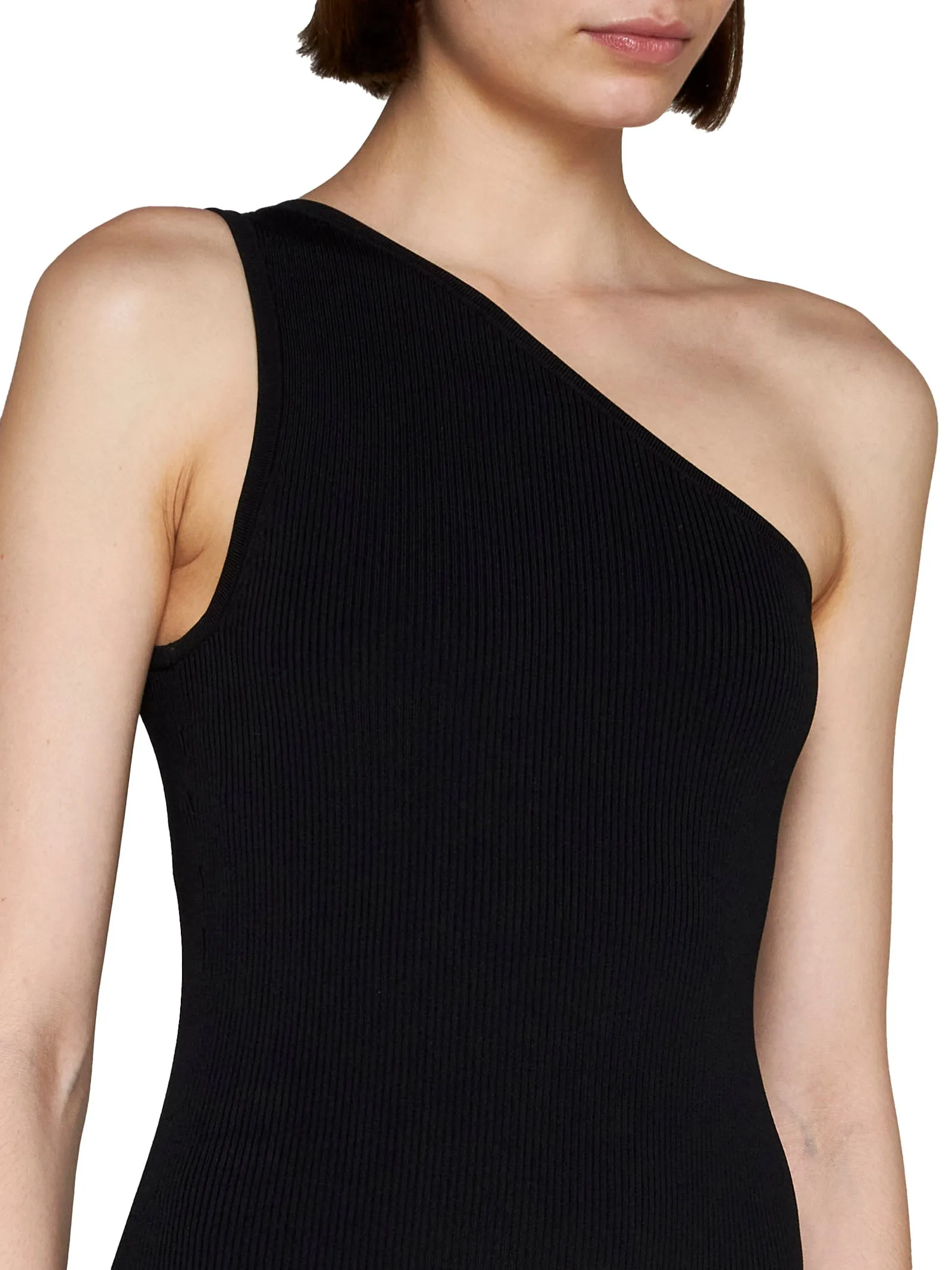 Black Ribbed One-Shoulder Dress sold by Lord & Taylor product image thumbnail 4