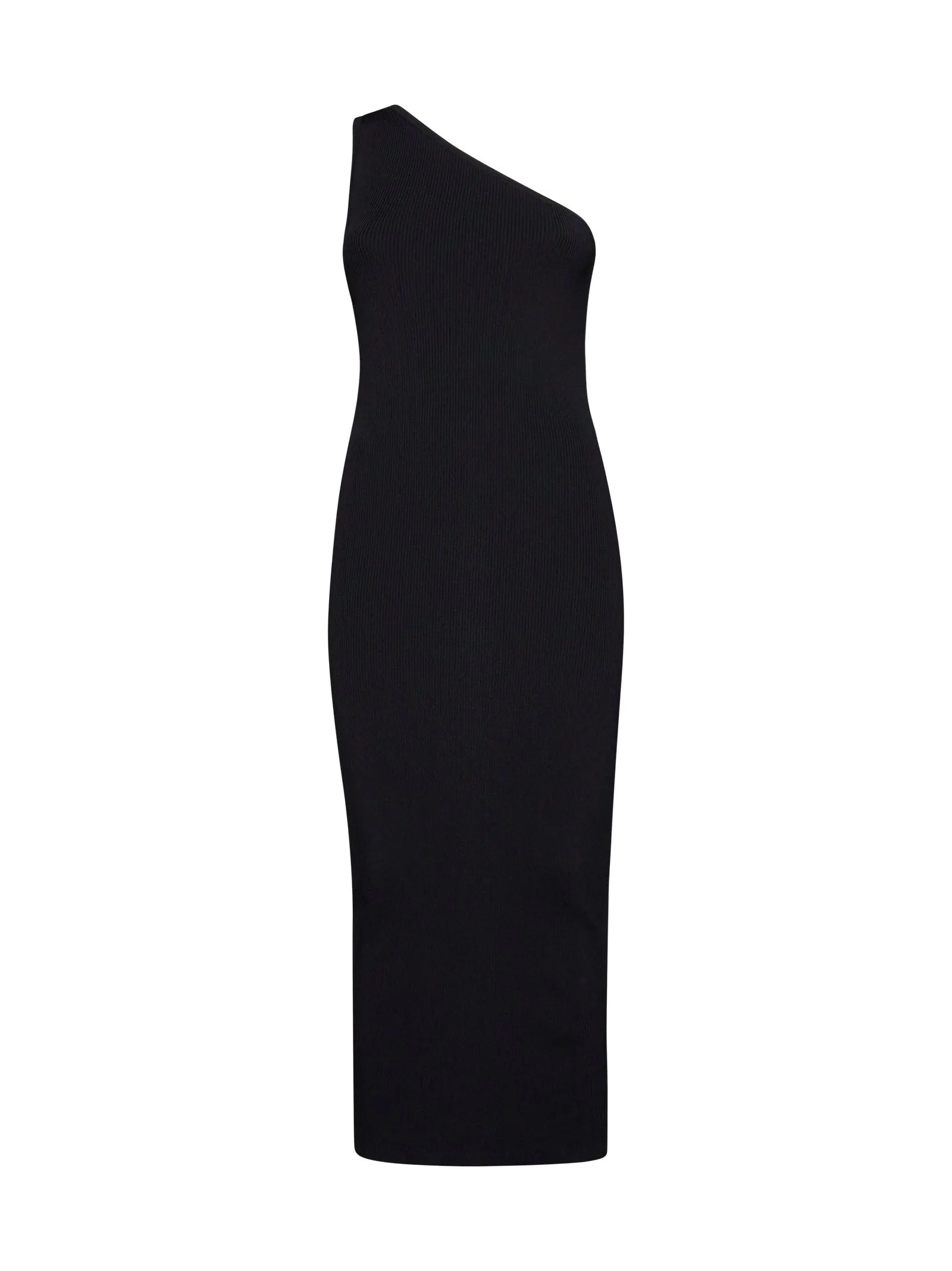 Black Ribbed One-Shoulder Dress sold by Lord & Taylor