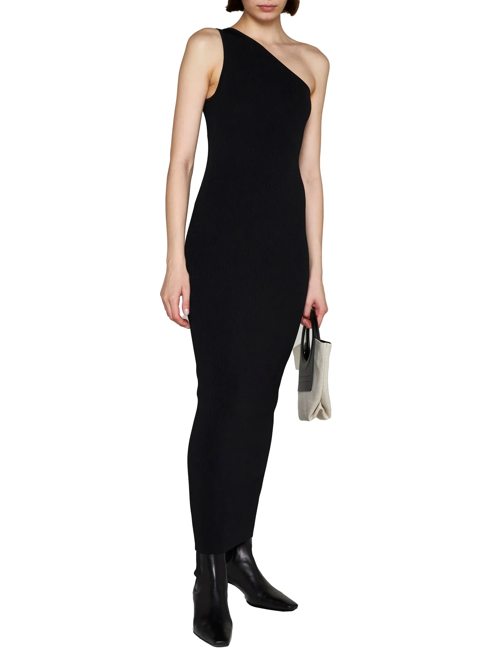 Black Ribbed One-Shoulder Dress sold by Lord & Taylor product image thumbnail 2