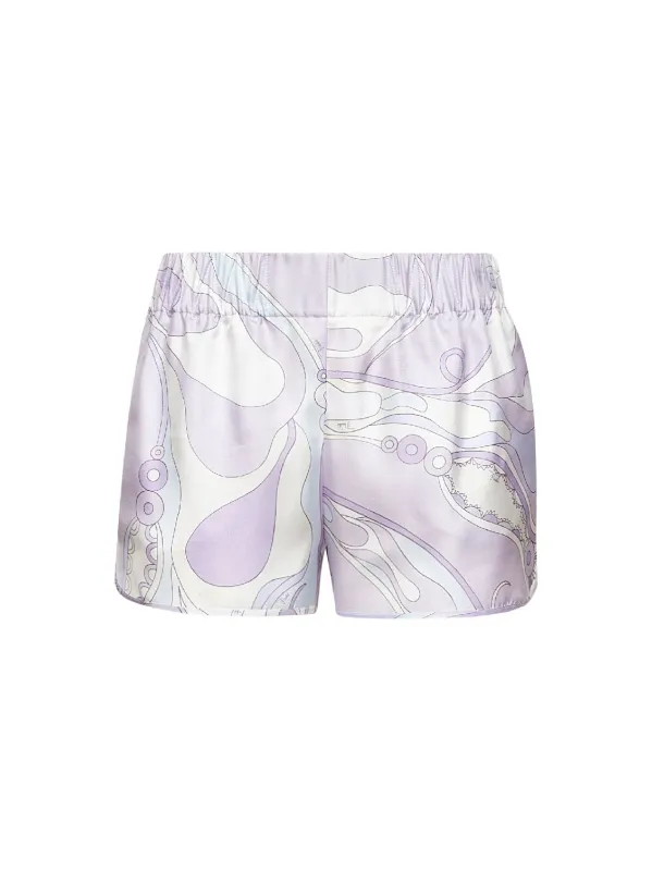 Lavender Orchidee Print Silk Shorts sold by Lord & Taylor
