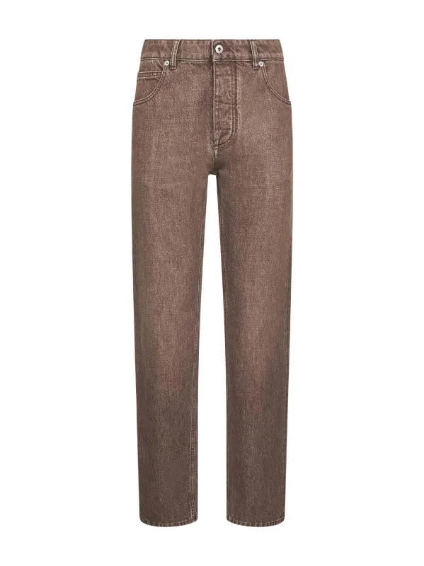 Brown Washed Denim Straight-Leg Jeans sold by Lord & Taylor