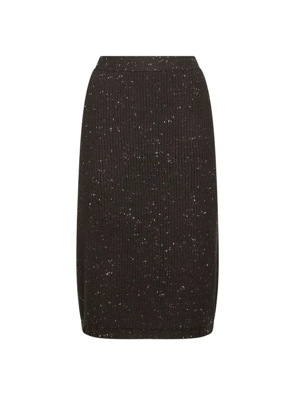 Fondant English Rib Knit Wool Midi Skirt made by Bottega Veneta