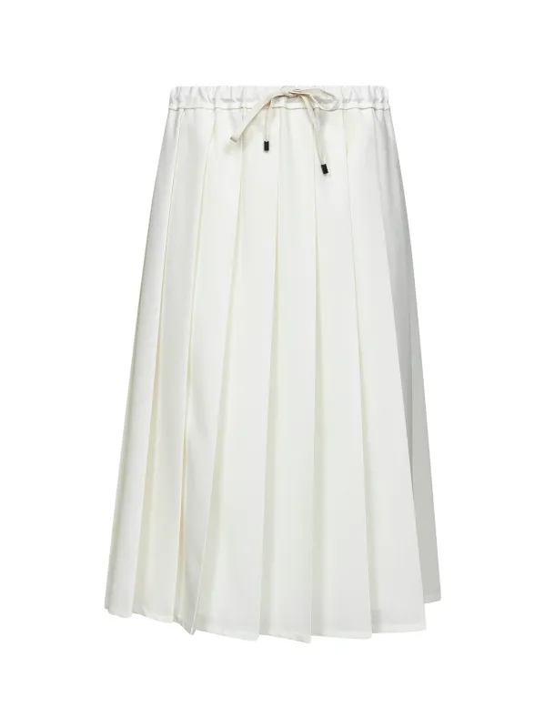 Ivory Canvas Pleated Track Skirt sold by Lord & Taylor