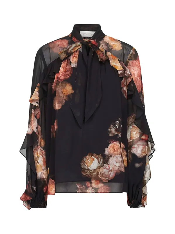 Black Floral Print Viscose Blouse sold by Lord & Taylor