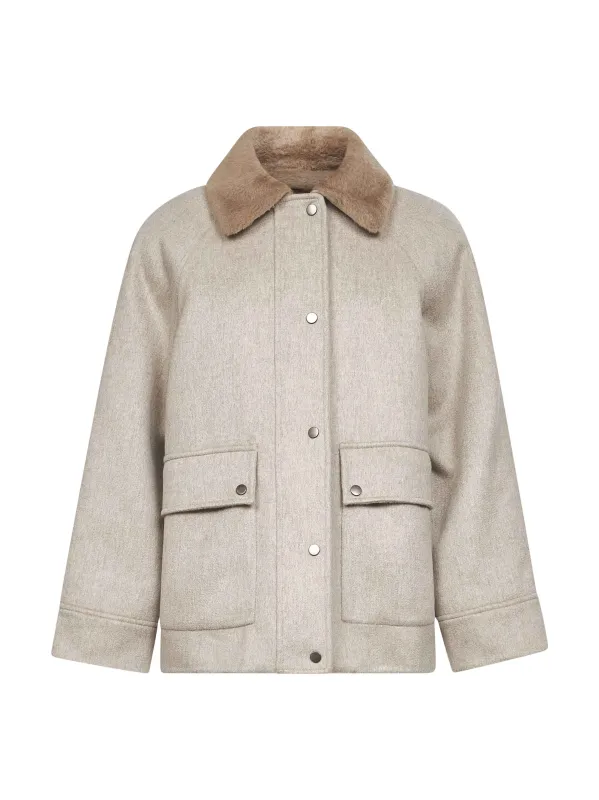 Greige Cashmere Blouson with Detachable Vest made by Brunello Cucinelli