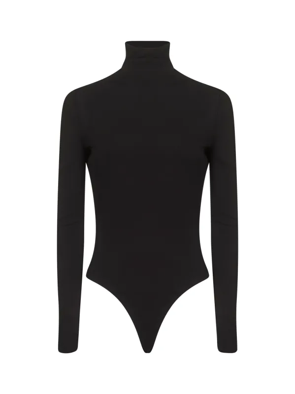 Black Fluid Jersey Heart Bodysuit made by Alaia