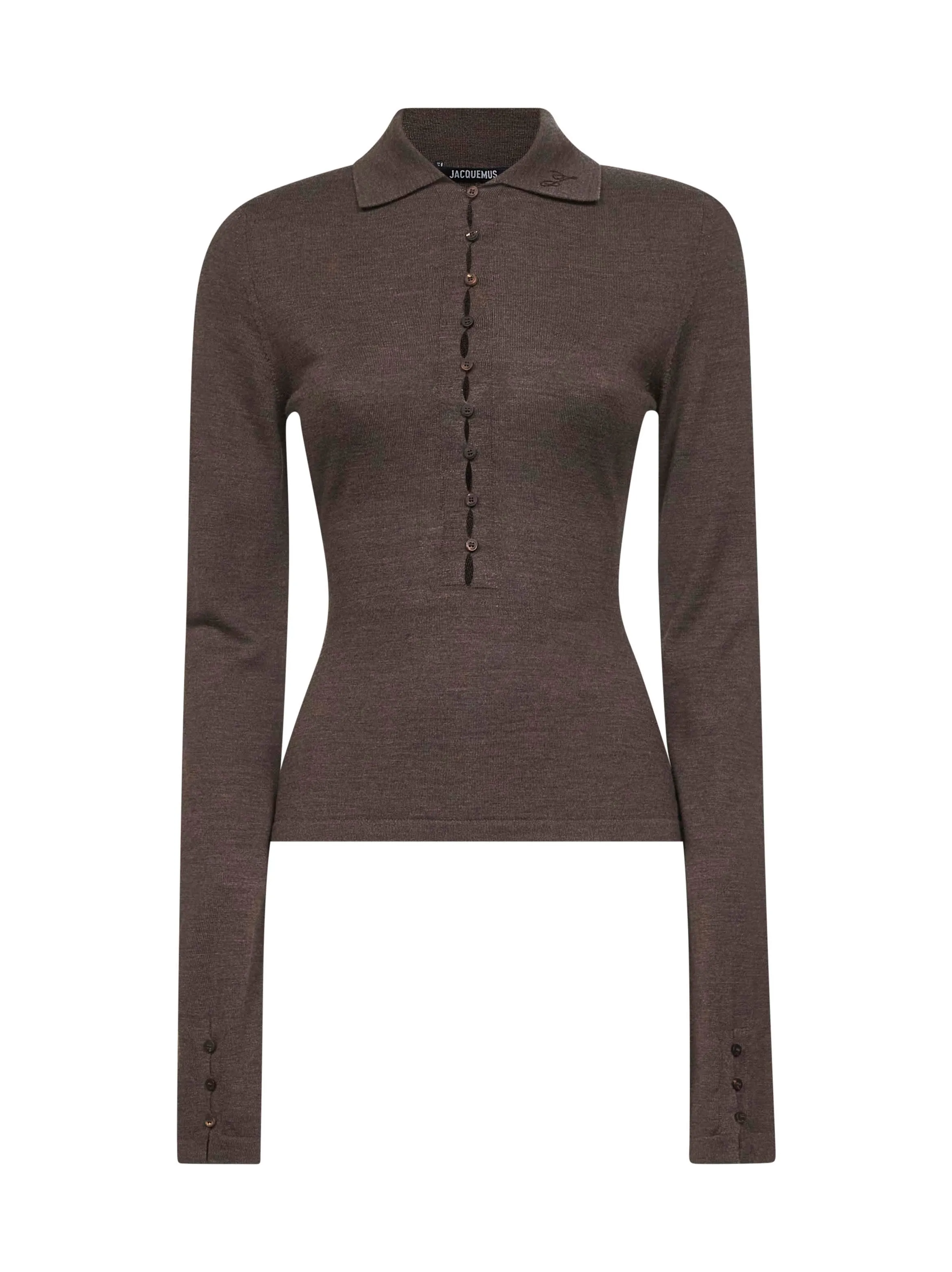 Brown Merino Long-Sleeve Polo Shirt sold by Lord & Taylor