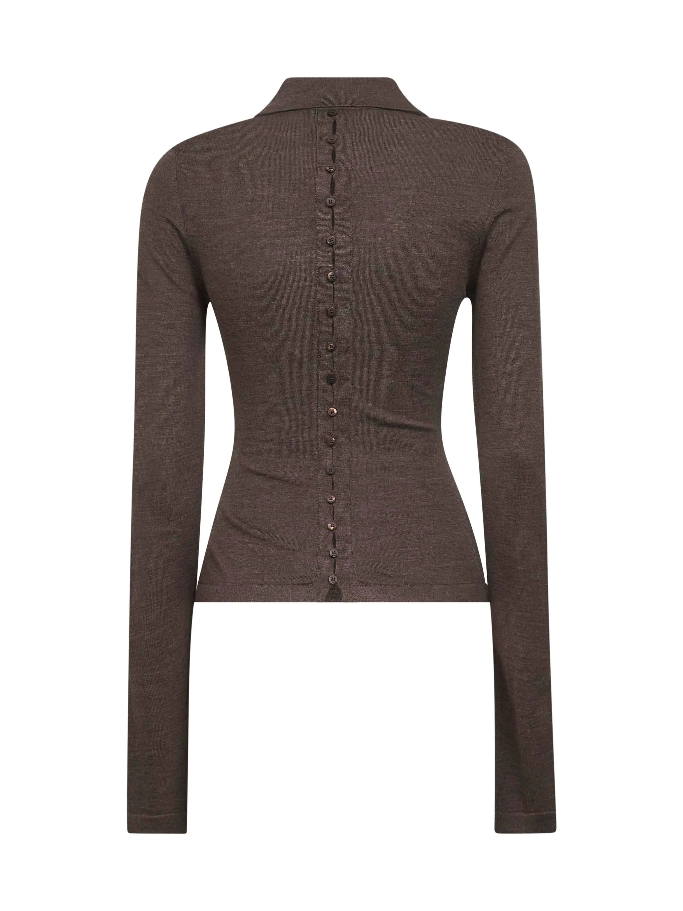 Brown Merino Long-Sleeve Polo Shirt sold by Lord & Taylor product image thumbnail 2