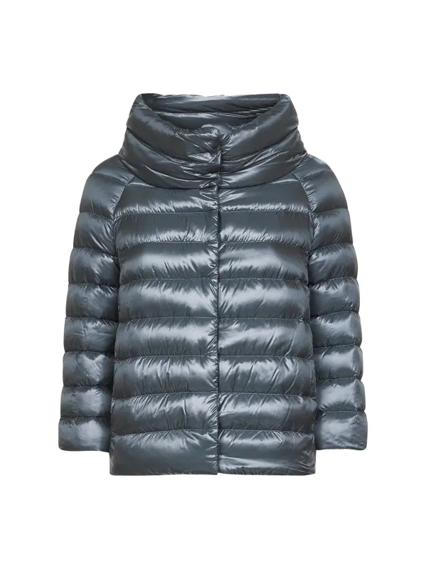 Midnight Teal Ultralight Nylon Sofia Mini Cape made by Herno