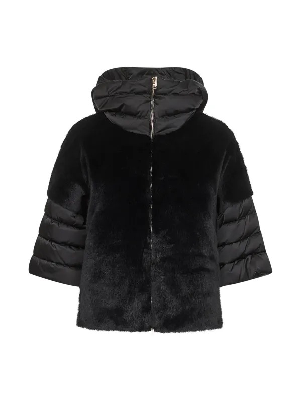 Black Satin and Faux Fur Cape sold by Lord & Taylor