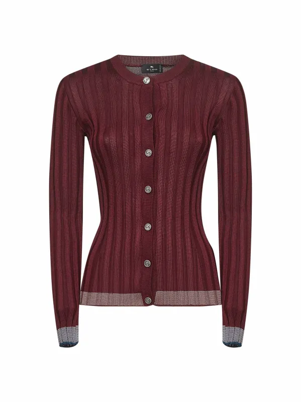 Burgundy Flat Ribbed Knit Cardigan sold by Lord & Taylor