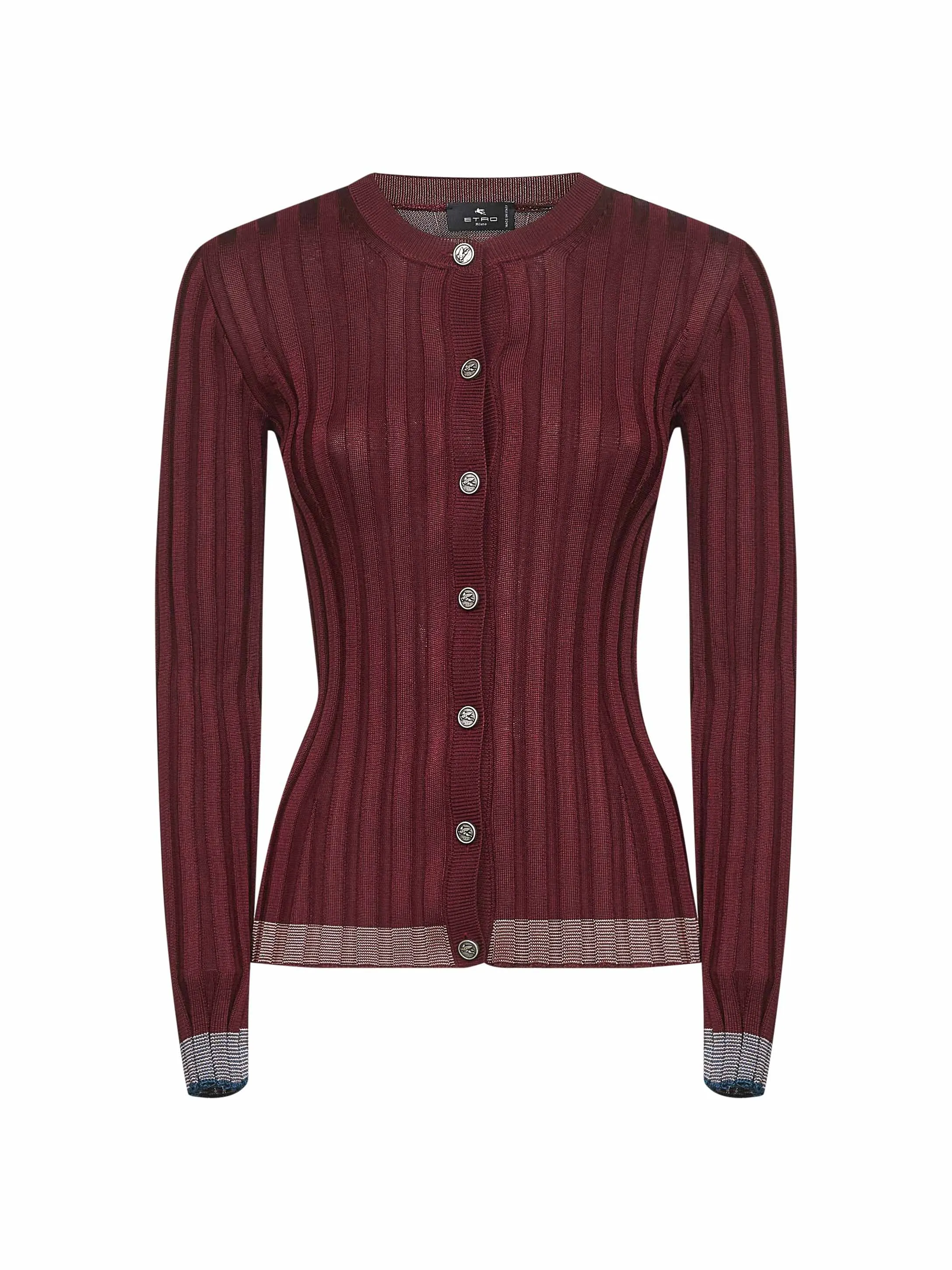Burgundy Flat Ribbed Knit Cardigan sold by Lord & Taylor