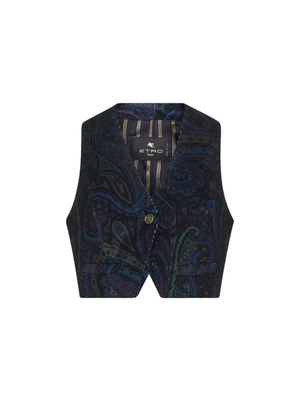 Blue Paisley Print Corduroy Vest sold by Lord & Taylor