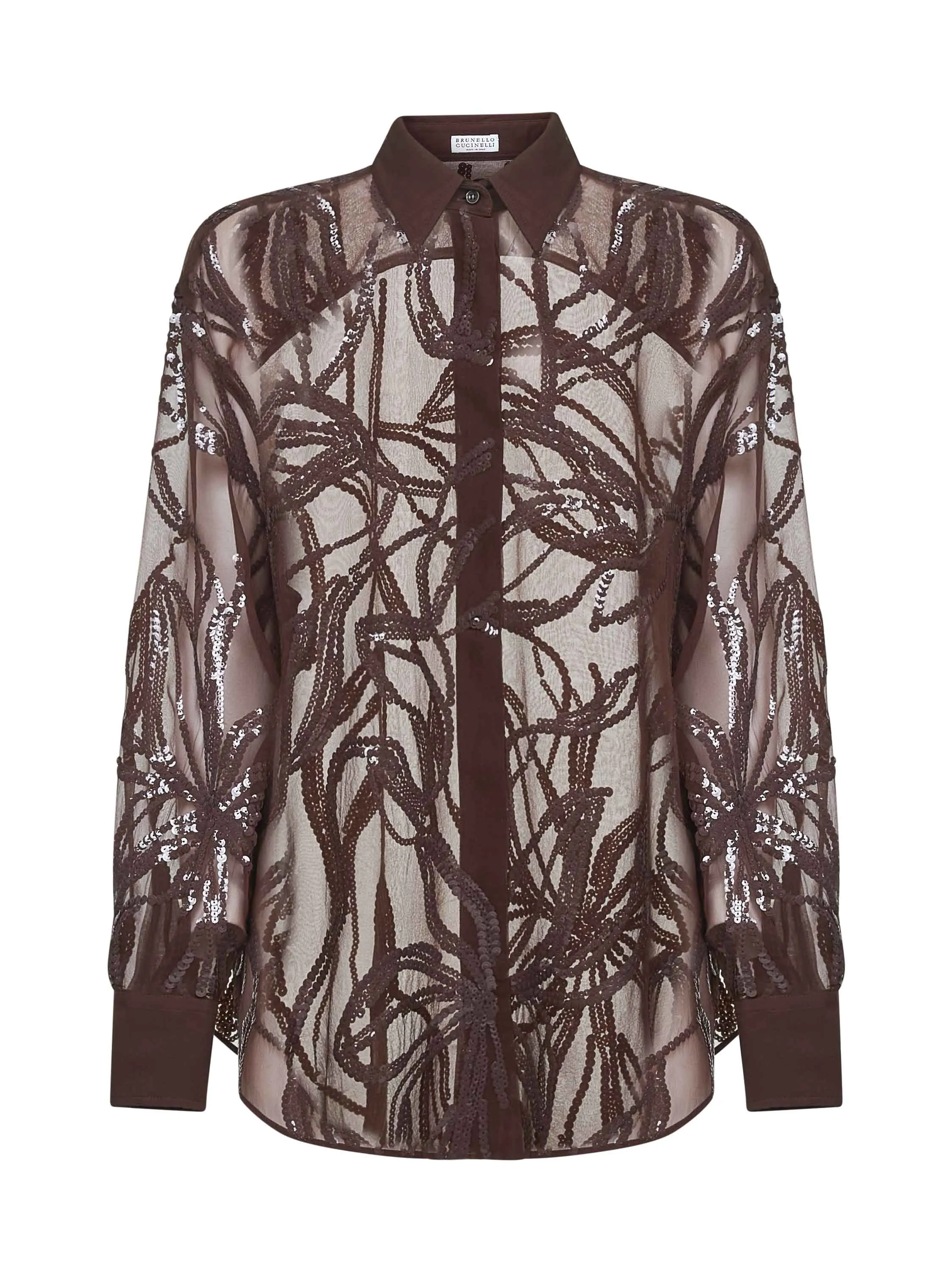 Silk Floral Embroidery Shirt in Burgundy sold by Lord & Taylor