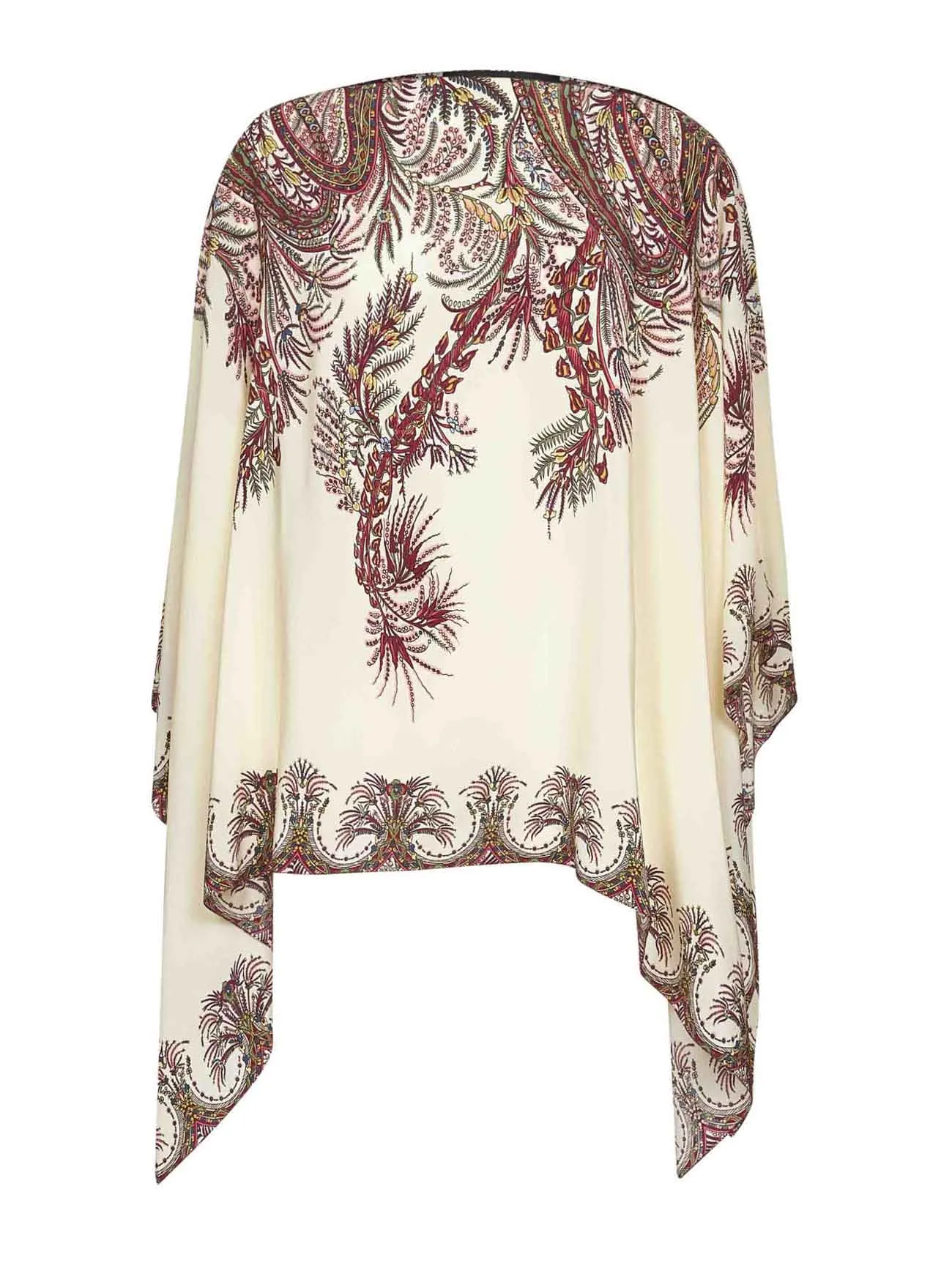 Paisley Print Silk Crêpe de Chine Poncho Top sold by Lord & Taylor