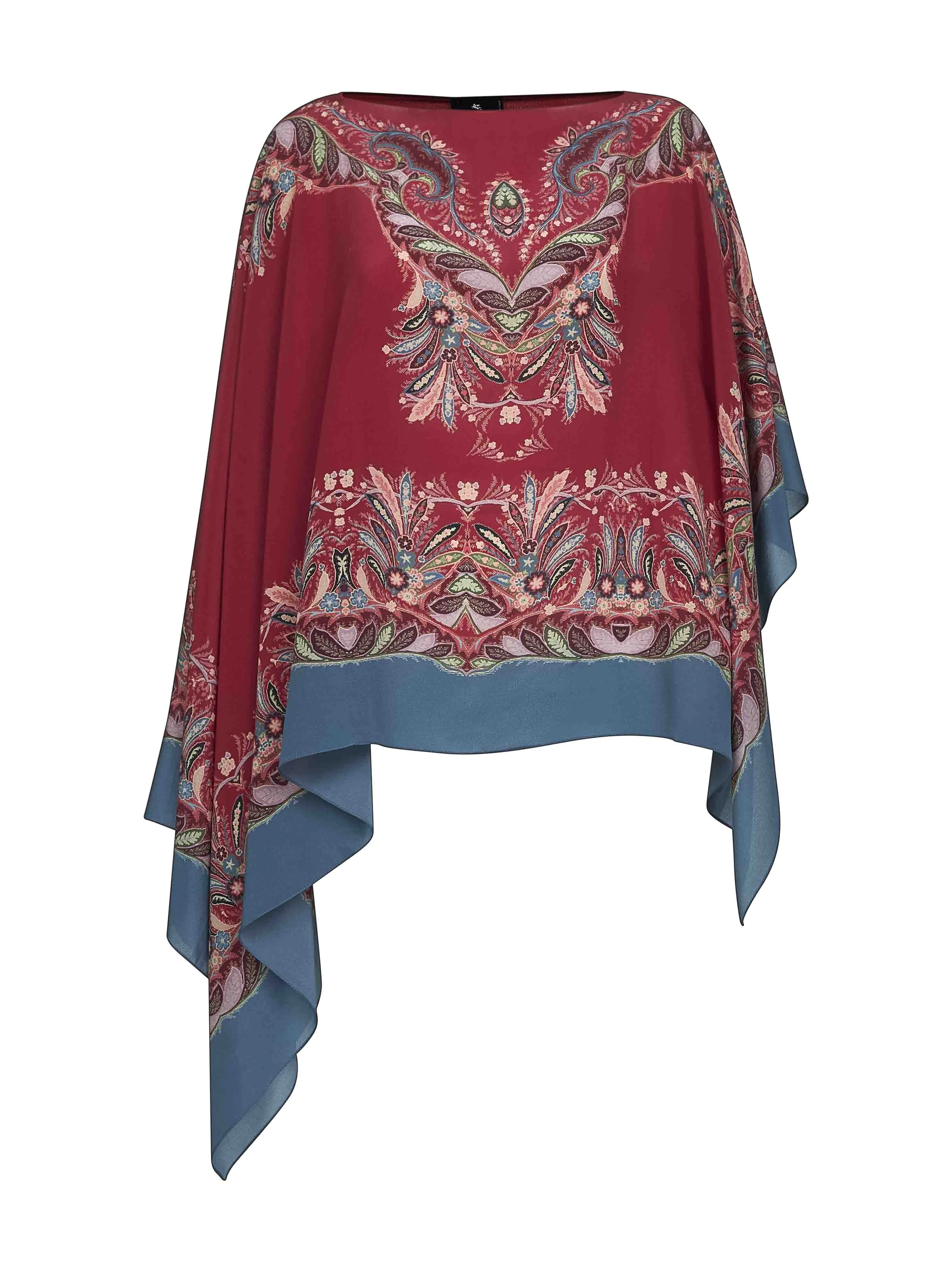 Multicolor Printed Silk Poncho Top sold by Lord & Taylor
